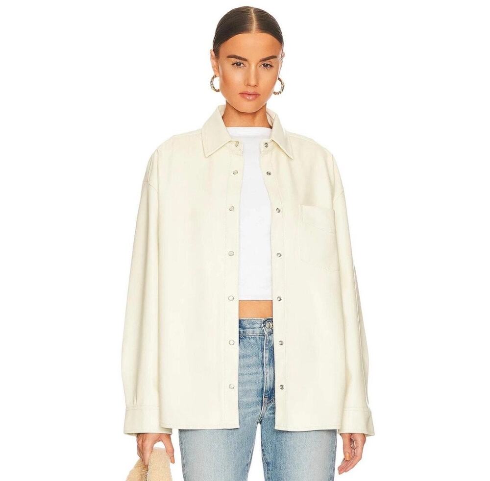 WeWoreWhat | Ivory Vegan Leather Overshirt XS Shacket